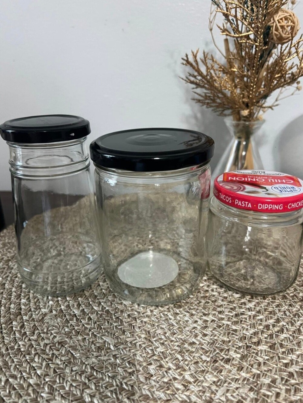 Set of 3 Reusable Glass Jars – Decoration and Storage.